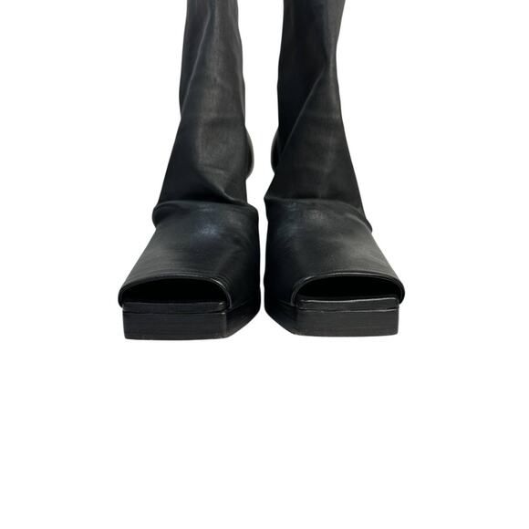 RICK OWENS Gathered Stretch-Leather Ankle Boots - Size 37 - Picture 2 of 8
